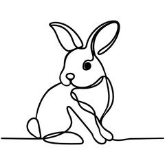 Wall Mural - Rabbit continuous one line drawing,vector