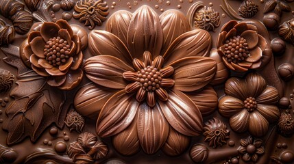 Carved flowers from sweet chocolate