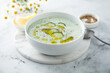 Homemade cold yogurt soup with cucumber