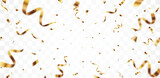 Fototapeta Tęcza - Gold confetti and ribbon background, isolated on transparent background