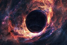 A Deep Space Background With A Black Hole And Event Horizon