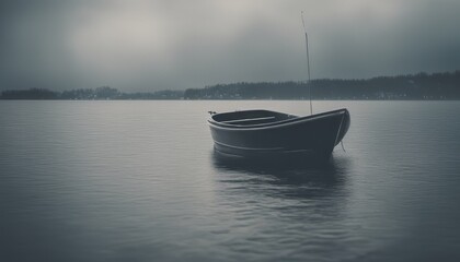 Wall Mural - View of boat on water with bad weather