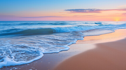  Serene sunset at the beach with gentle waves