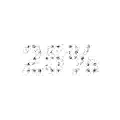 Poster - The 25 percent symbol filled with black dots. Pointillism style. Vector illustration on white background