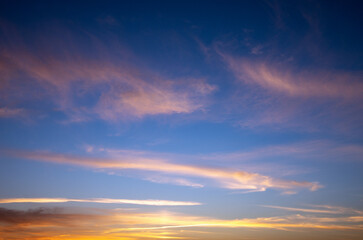 Wall Mural - sunset sky with pink clouds