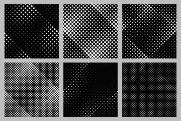 Poster - Seamless geometrical circle pattern background design set -  abstract vector illustration from dots