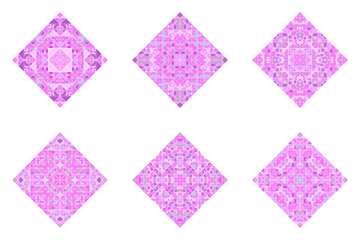 Poster - Geometrical  ornate square polygon set - geometric abstract vector design element from mosaic triangles