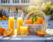 Owoce pomarańczy i sok pomarańczowy na stole w kuchni