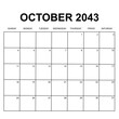 october 2034. monthly calendar design. week starts on sunday. printable, simple, and clean vector design isolated on white background.