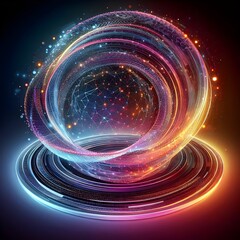 Vortex Mesmerizing 3D Abstract Multi color Visualization light in an elliptical shape of  Illustration Background Image, 