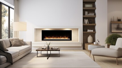 Wall Mural - Design a modern living room with a sleek fireplace