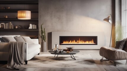 Wall Mural - Design a modern living room with a sleek fireplace