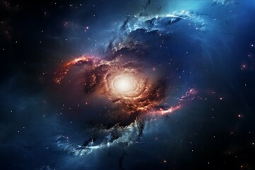 Wall Mural - spiral galaxy in a colorful nebula with star cluster