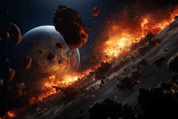 Wall Mural - planetary system undergoing a cataclysmic event