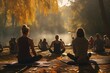 Yoga session in a peaceful autumn park