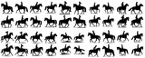 Fototapeta  - Vector set of people riding horses in silhouette style
