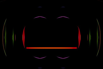 Aufkleber - Colorful thin lines of neon colors on a black background and a place for text
