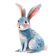  Cute Rabbit or Hare hand painted watercolor illustration isolated on transparent background