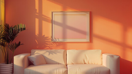 Aufkleber - Warm sunset light in modern living room