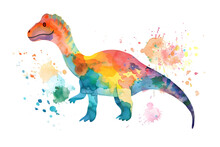 Little Dinosaur Watercolor Illustration Isolated On Transparent Background