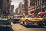 Fototapeta  - Vintage car show in a city street