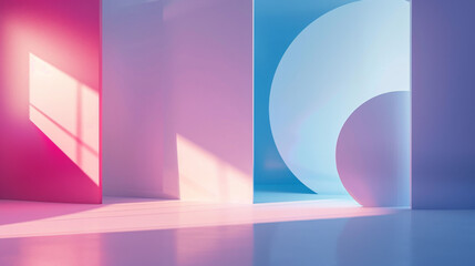 Fototapete - Vibrant abstract background with colorful geometric shapes and soft lighting
