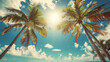  Tropical Palm Trees Against Blue Sky