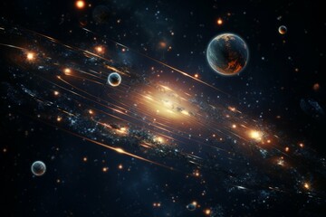 Wall Mural - abstract celestial dance of planets and stars