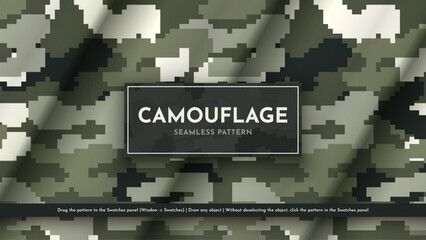 Wall Mural - Seamless Camouflage Pattern. War Illustration. Traditional Military Texture. Army Modern Background