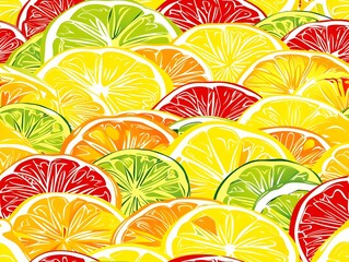 Wall Mural - Seamless citrus fruits pattern wallpaper background