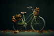 bicycle with leaves as an organic artwork