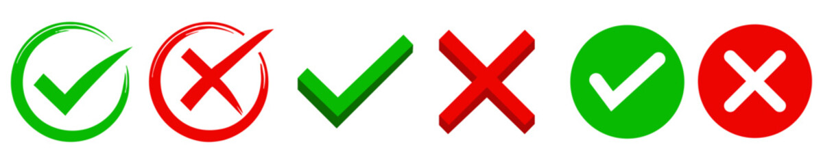 Wall Mural - check mark icon button set. right and wrong buttons yes or no sign. vector