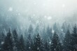 A serene photograph capturing the beauty of a winter landscape, featuring a dense forest blanketed in snow, A fierce snowstorm blurring the vision of a dense pine forest, AI Generated