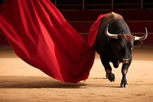 A Bull With A Red Cloth Covering Its Body