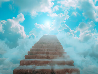 eligious background. Stairway to heaven in spiritual concept. A ladder to light in spiritual fantasy.