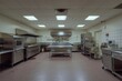 © Iftikhar alam - A photo showcasing a large commercial kitchen filled with shiny stainless steel appliances, A larger-than-life panorama of an empty catering kitchen, AI Generated