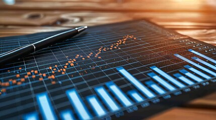 Canvas Print - Stock market investment, graph data and stock market trading, analysis of data strategy with graph account marketing and chart economy investment research profit.