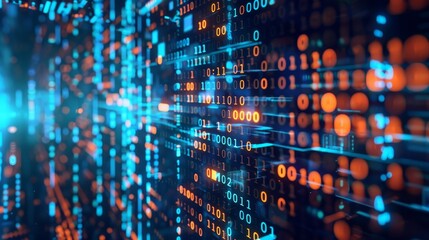 Aufkleber - Programming. Binary code. System engineering. Digital transformation concept.