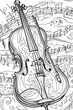 A swirling blend of a violin and music notes creates an artistic synergy representing the fusion of music and art on paper