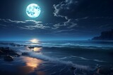 Fototapeta Niebo - a moon over a beach