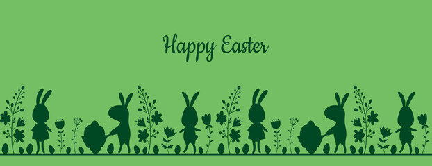 Wall Mural - Cute hand drawn Easter banner, creative and fun, great for social media, cards, invitations.