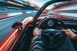 A person is driving a car on a crowded highway in an urban area, A POV from the driverâ€™s seat during a high-speed sport car race, AI Generated