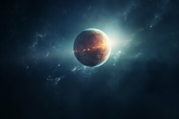 Wall Mural - a shot of a distant planet, illuminated by the light of a distant star