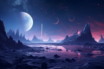 Wall Mural - a shot of a distant planet with a bright and vibrant atmosphere