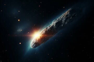 Wall Mural - a shot of a comet, with a bright tail of dust and gas illuminated by a distant star