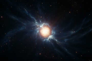 Wall Mural - a shot of a distant quasar, with its bright light illuminating the darkness of space