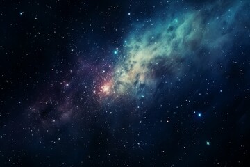 Wall Mural - a view of a distant galaxy with a bright, colorful star field