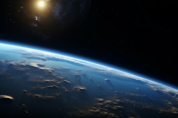 Wall Mural - a view of the moon from space, with the earth in the background