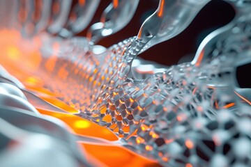 Poster - A detailed and up-close view of a metal object, highlighting its intricate design and texture, Nanostructured materials interacting with light, AI Generated