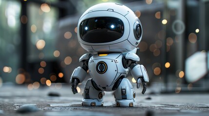 Poster - Mascot set of modern white robots in minimalism